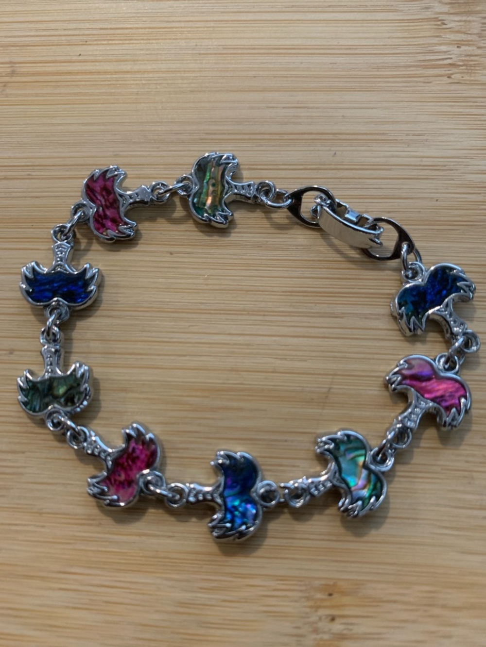 Vintage Abalone Inlay Tree Link Bracelet